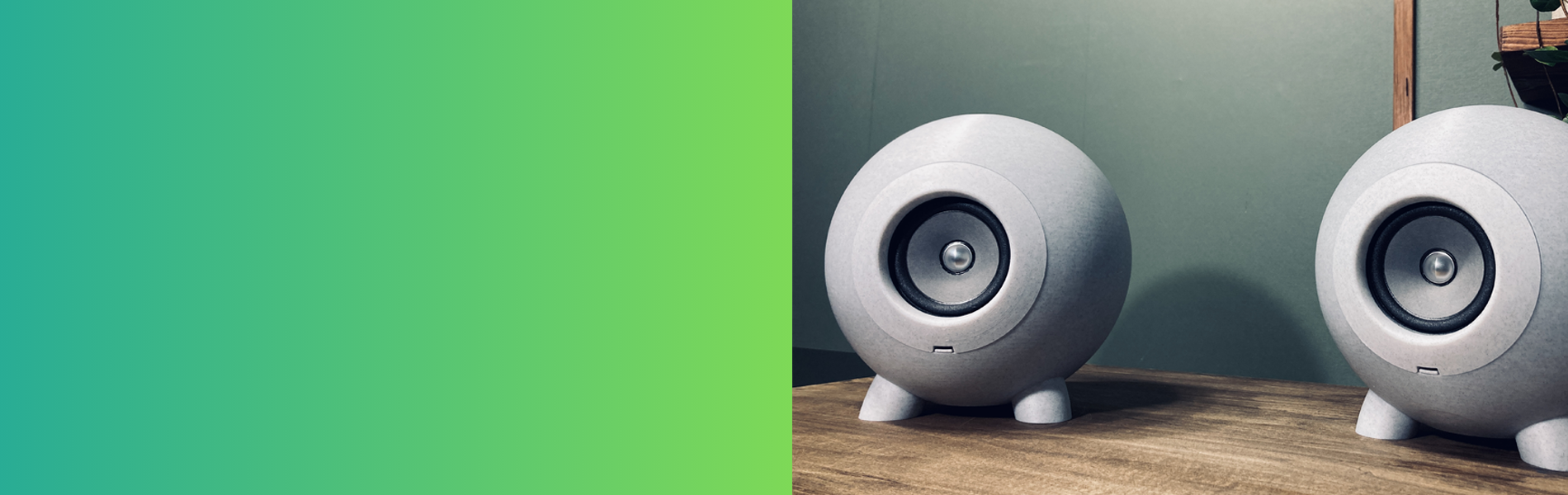 ３Dプリンターで制作した球体スピーカー